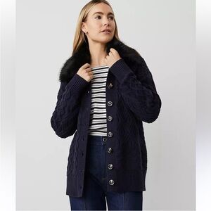 Removable Collar Knit Navy Blue Sweater AT